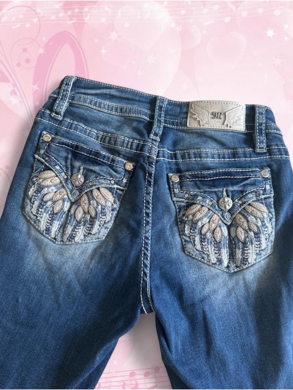 Miss Me Blue Boot Cut Jeans with Embroidered Back Pockets